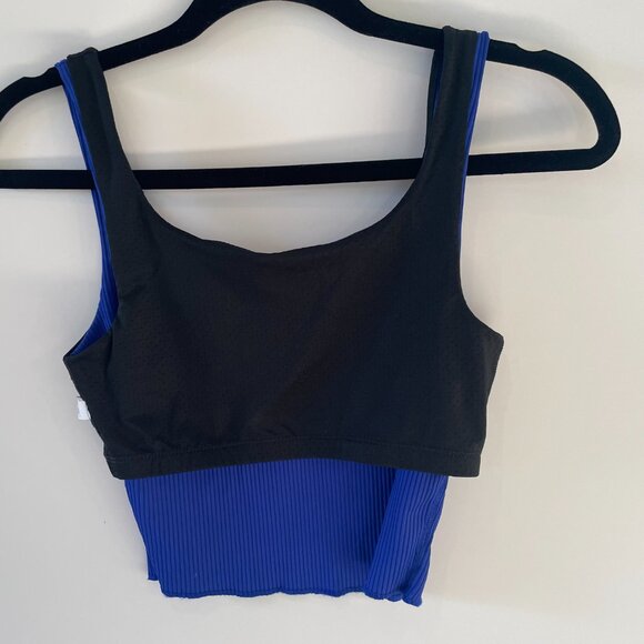 Carbon38 Ribbed Sporty Tank | Size Small | Blue/Tonal Leopard Print - Picture 4 of 6